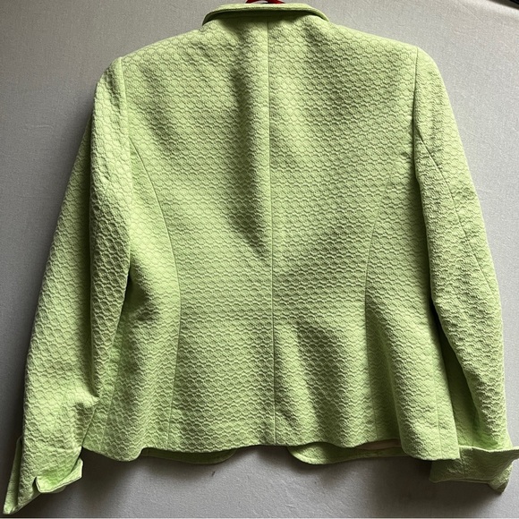 Nina Mclemore textured apple green cuffed silk lined blazer Sz 4 - Picture 2 of 8